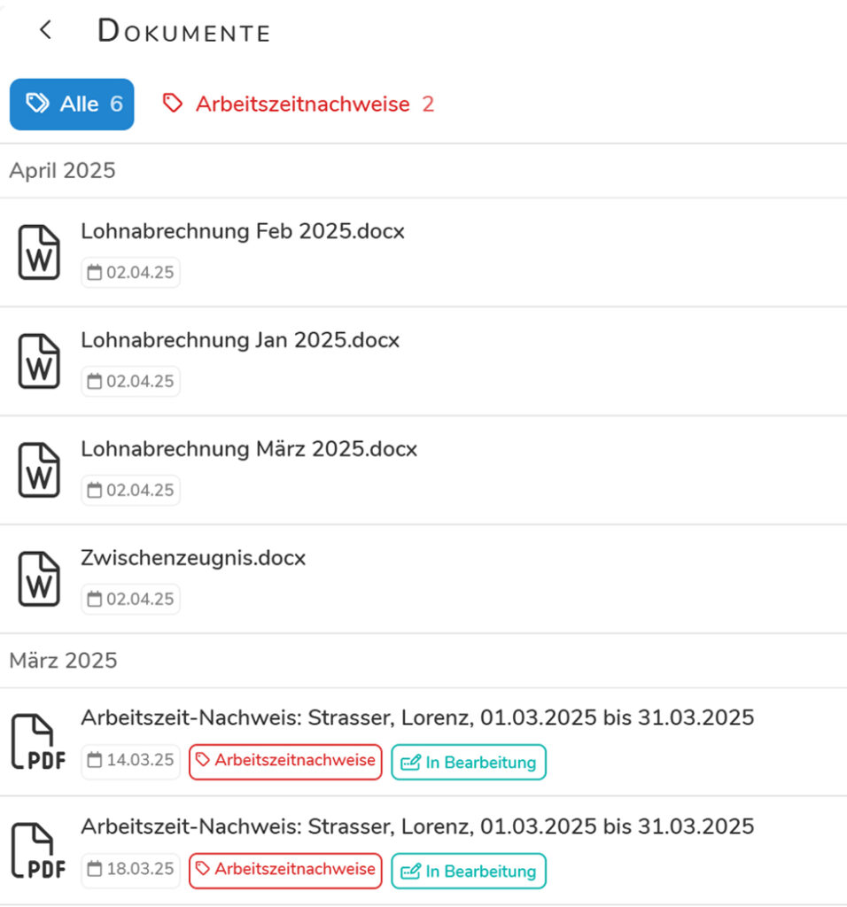 Das Pentacode Dokumentenarchiv - alle wichtigen Dokumente wie Lohnabrechnungen an einem Platz
