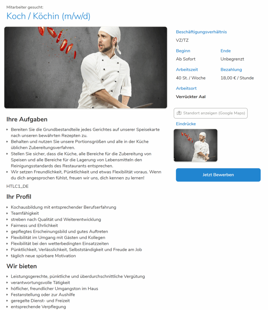 Stellenausschreibung erstellt in Pentacode Recruiting