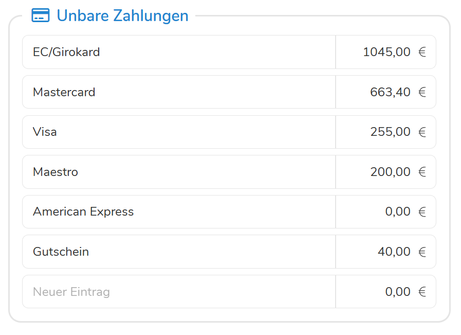 Unbare Zahlung mit Pentacode verbuchen