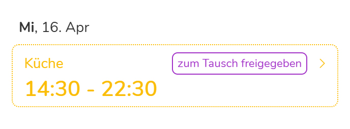 Durch einen Mitarbeiter zum Tausch angebotene Schicht