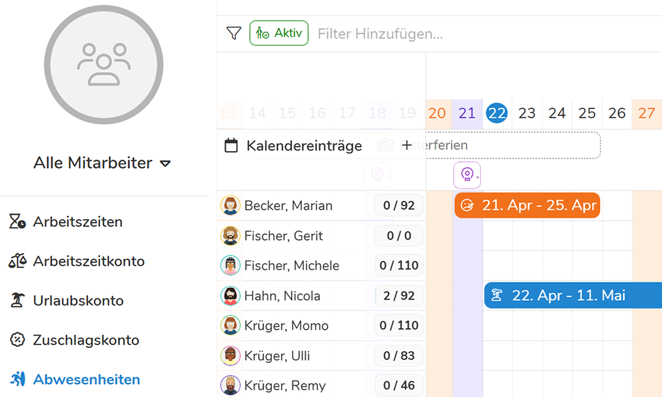 Abwesenheitsübersicht - immer sehen wer, wann verfügbar ist