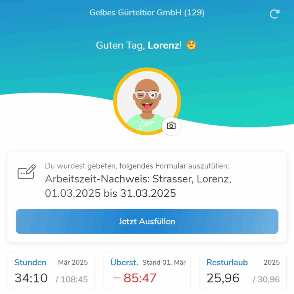 Anfrage in Mitarbeiter App Arbeitszeitnachweis auszufüllen - Bestätigung der Arbeitszeit volldigital