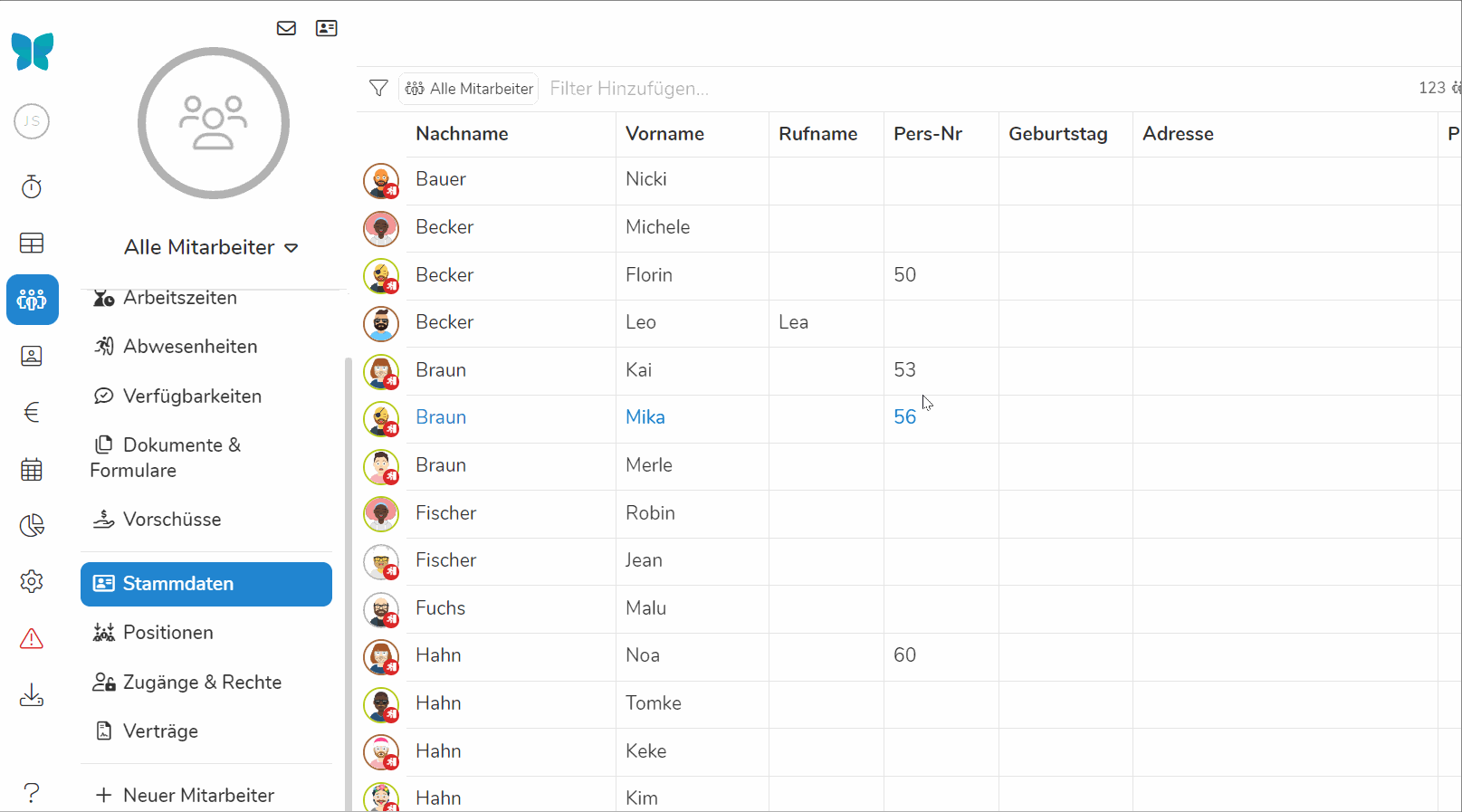 Animierter Screenshot der Datenexport-funktion.